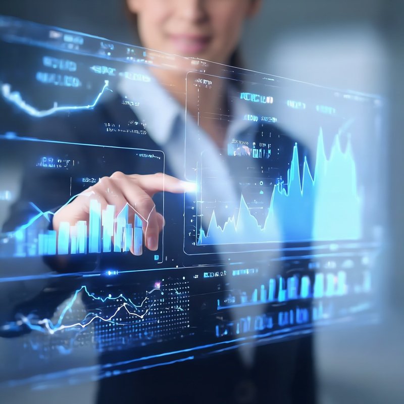 A Person Interacting With A Digital Financial Graph Technology