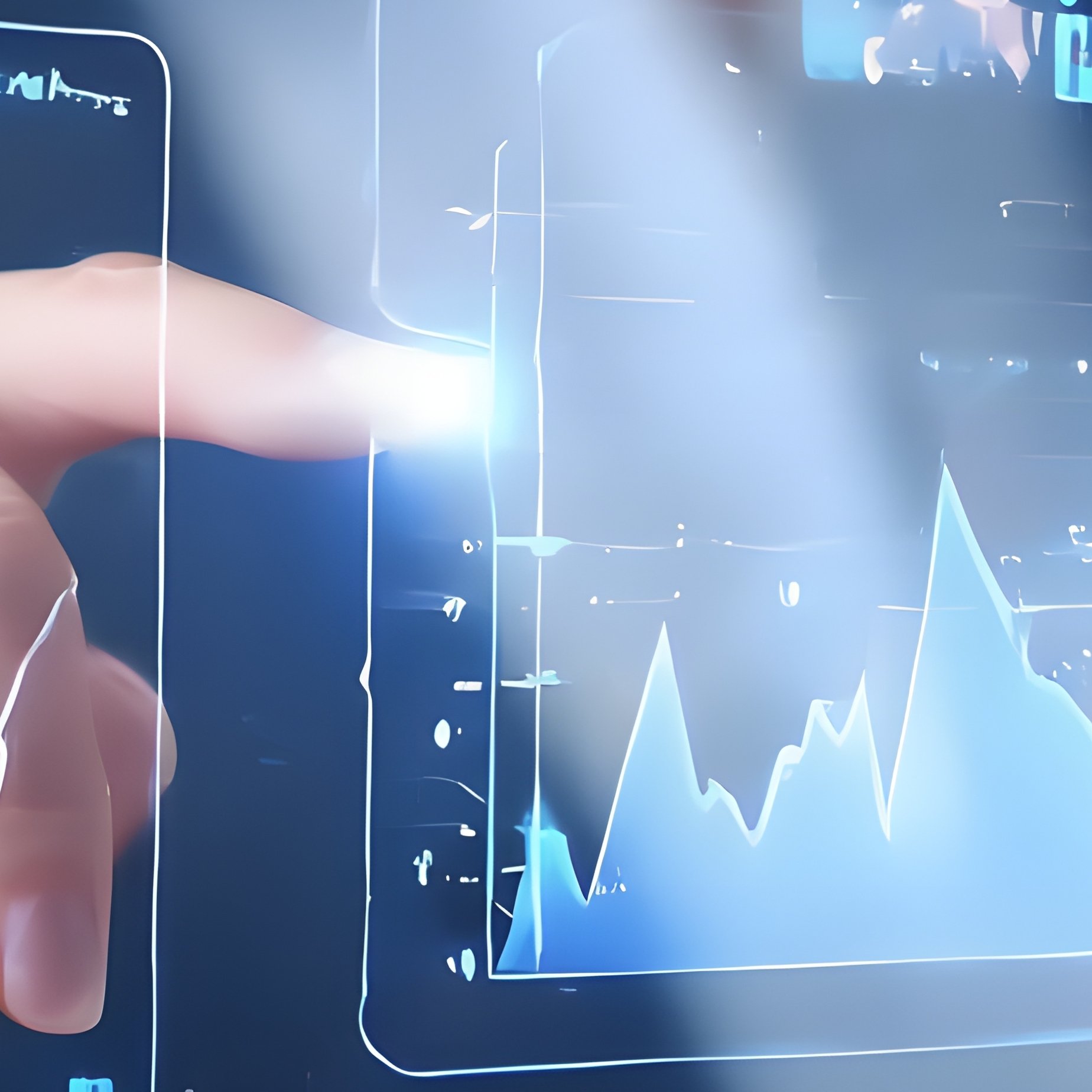 A Person Interacting With A Digital Financial Graph Technology - Full Resolution Quality Preview