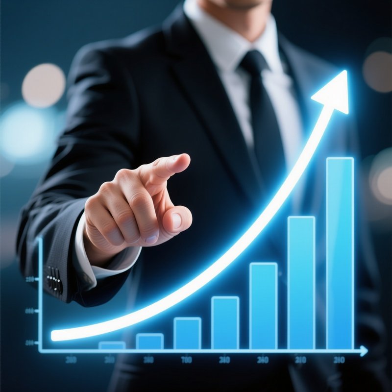 A Person Interacting With A Digital Graph Business Growth