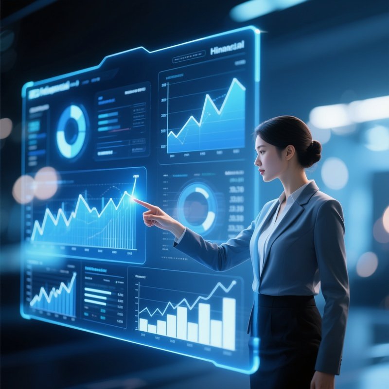 A Person Interacting With A Digital Graph Technology Finance