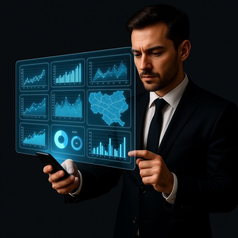 A Person Interacting With A Digital Interface Displaying Data