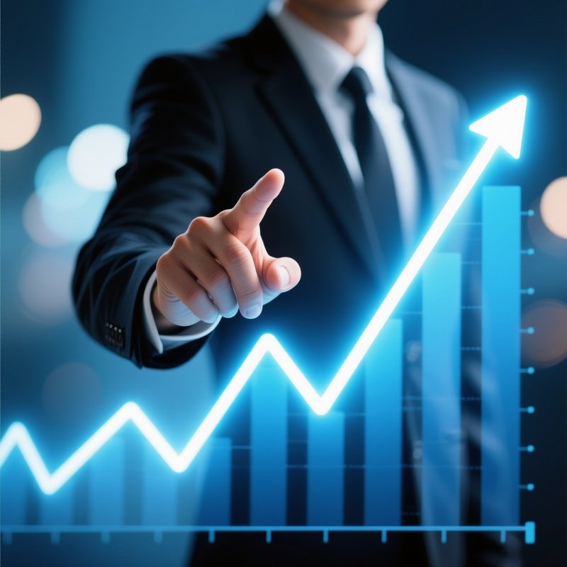 A Person Interacting With A Glowing Graph Business Growth