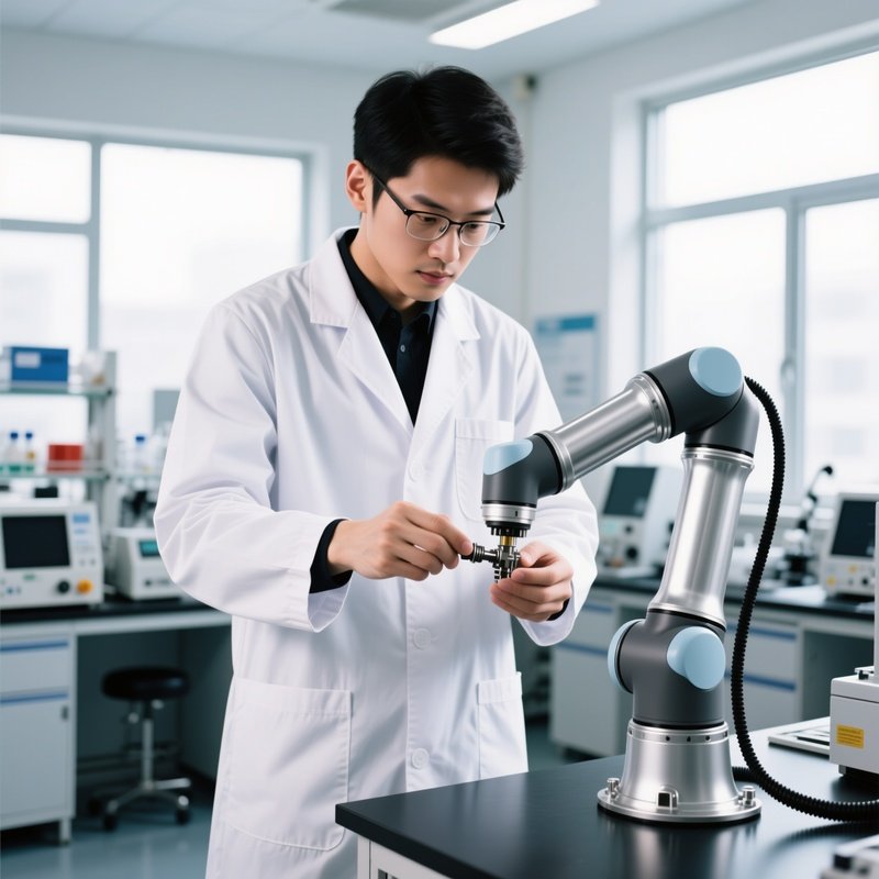 A Person Interacting With A Robotic Arm Technology Robotics