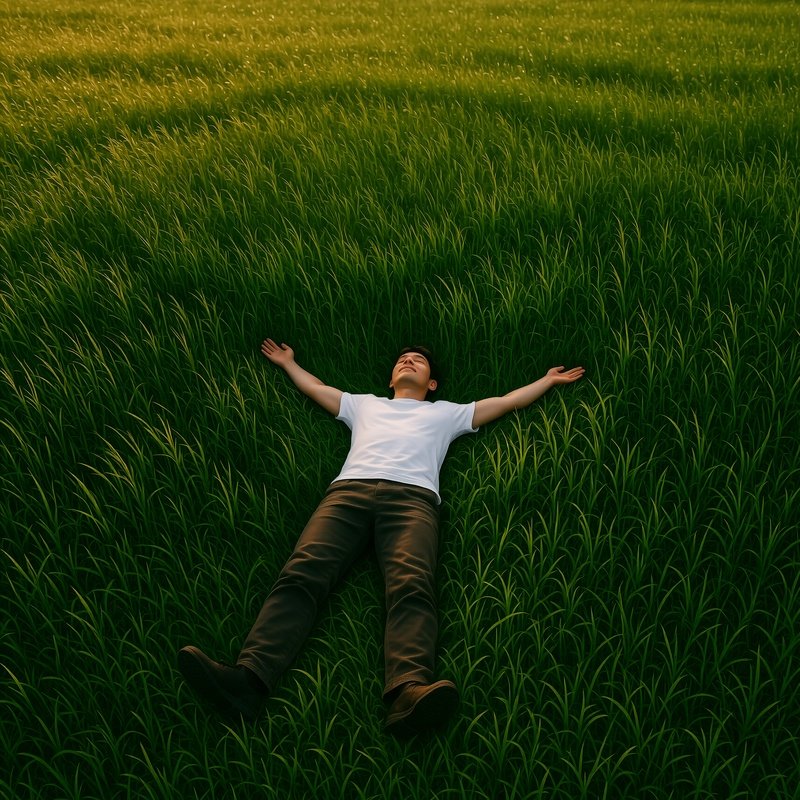 A Person Lying In A Field Of Tall Grass Nature Relaxation