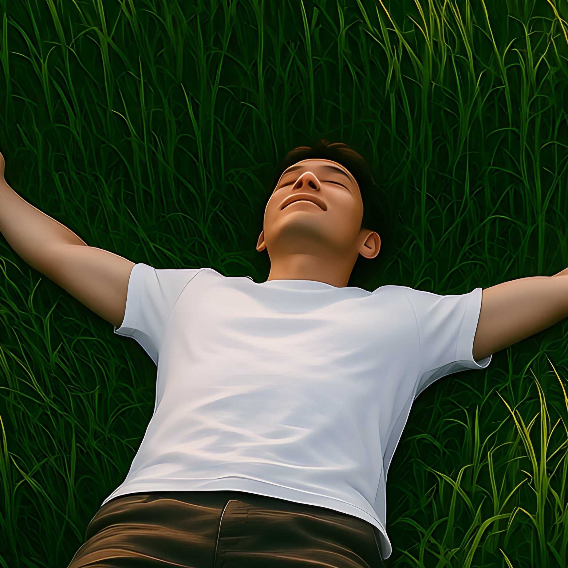 A Person Lying In A Field Of Tall Grass Nature Relaxation - Full Resolution Quality Preview