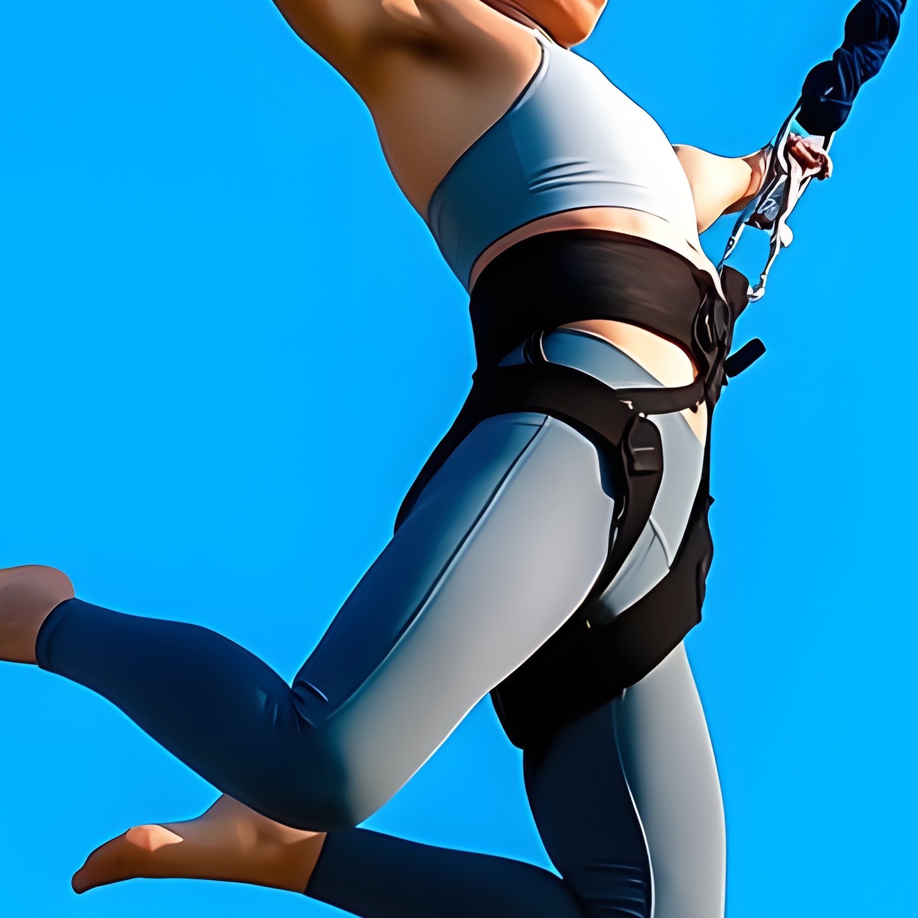 A Person Performing On A Trampoline Or Bungee Jumping Action - Full Resolution Quality Preview