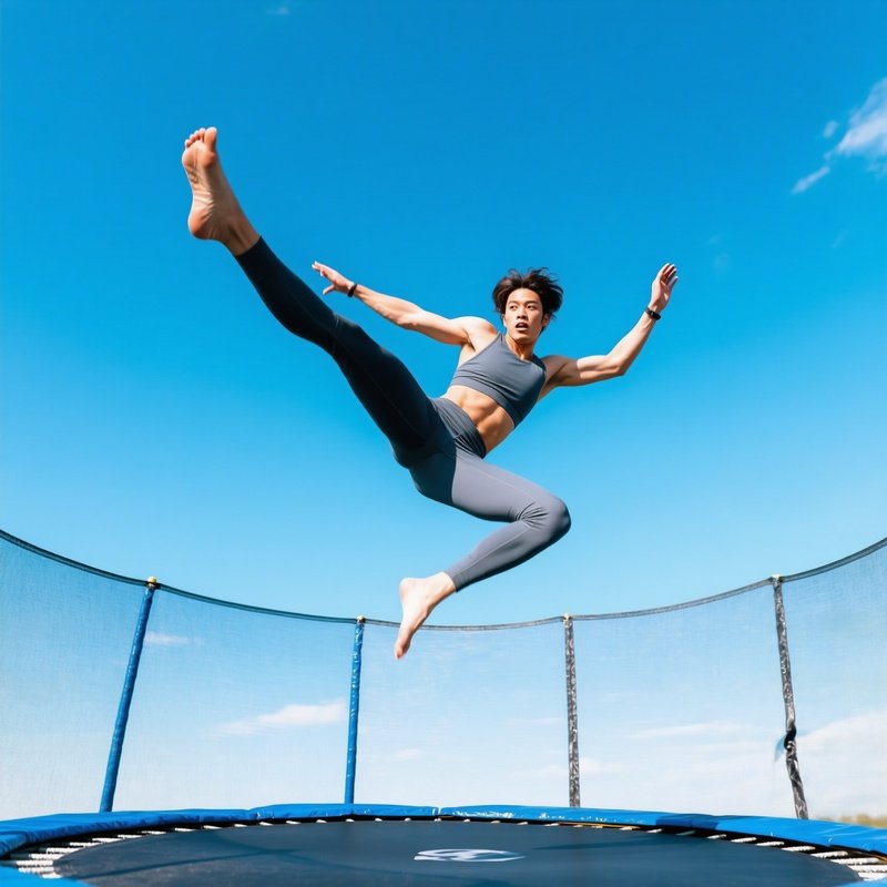 A Person Performing On A Trampoline Trampoline Performance