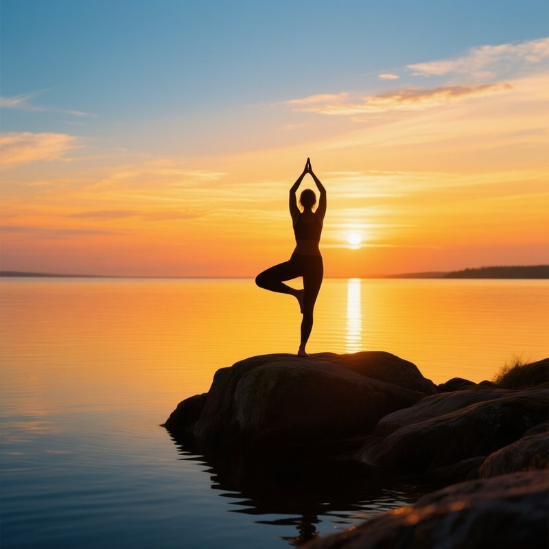 A Person Practicing Yoga At Sunset Yoga Sunset