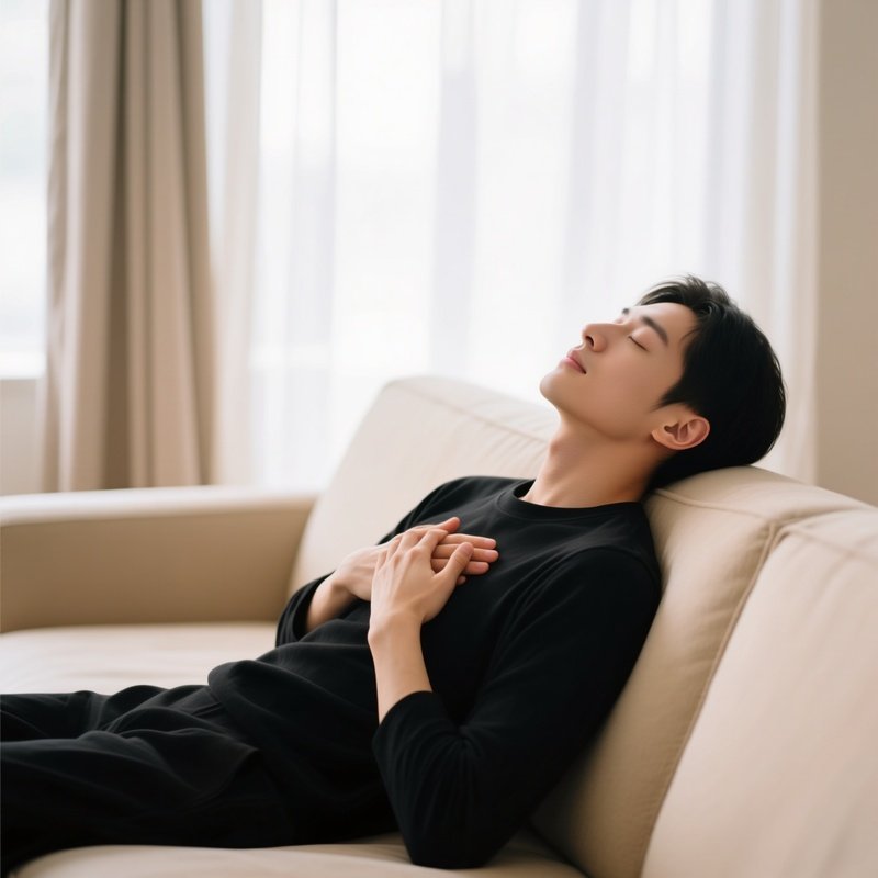 A Person Relaxing On A Sofa Relaxation Peaceful