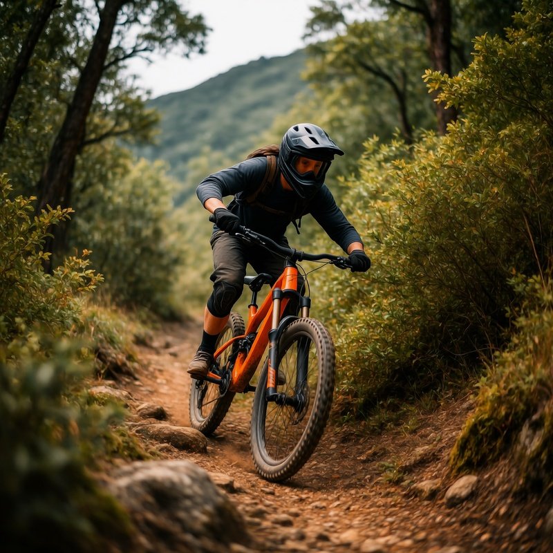 A Person Riding A Mountain Bike Through A Forest Mountain Biking
