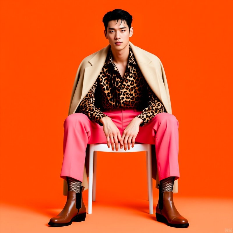 A Person Seated On A Chair Wearing Fashionable Clothing Fashion