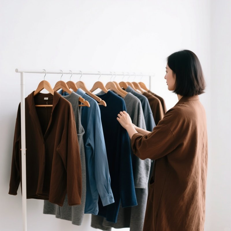 A Person Selecting Clothes From A Rack Fashion Wardrobe