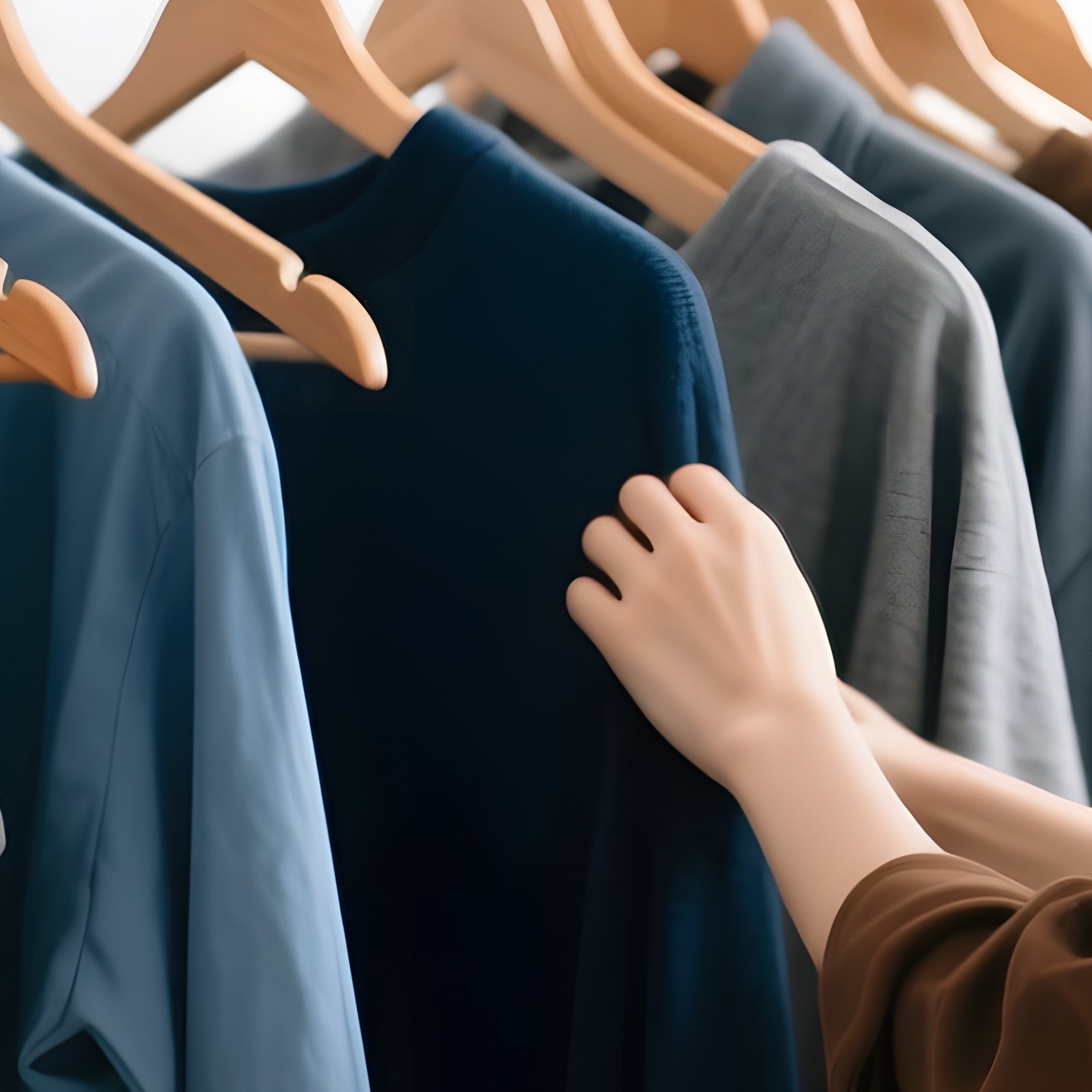 A Person Selecting Clothes From A Rack Fashion Wardrobe - Full Resolution Quality Preview