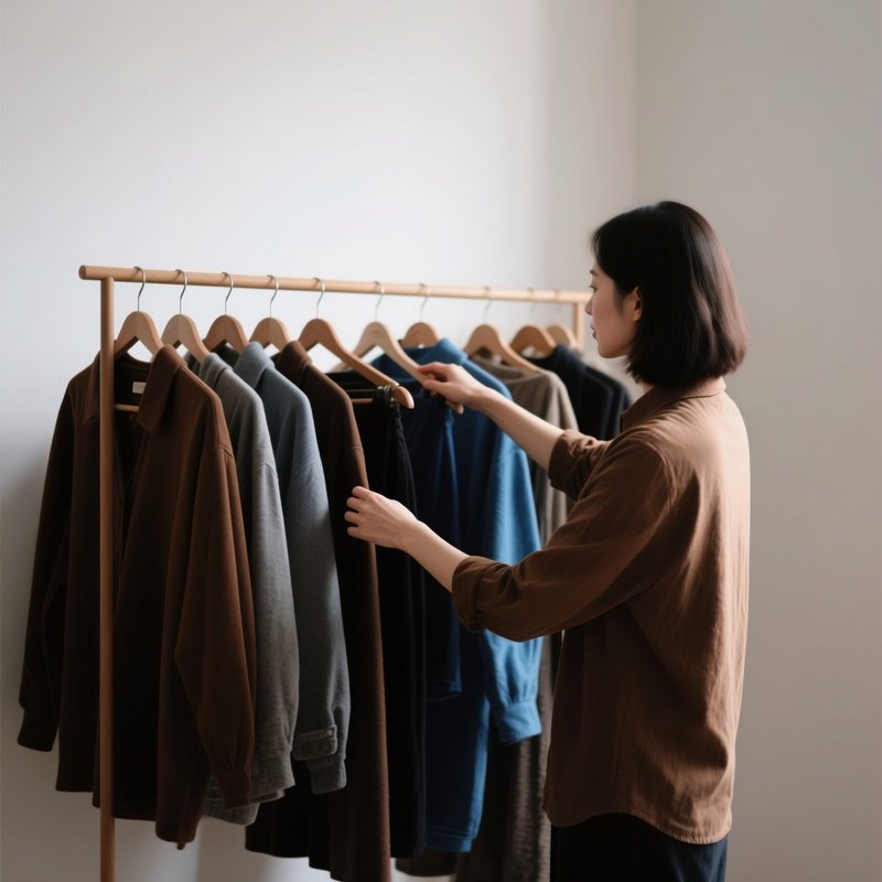 A Person Selecting Clothes From A Rack Fashion Shopping