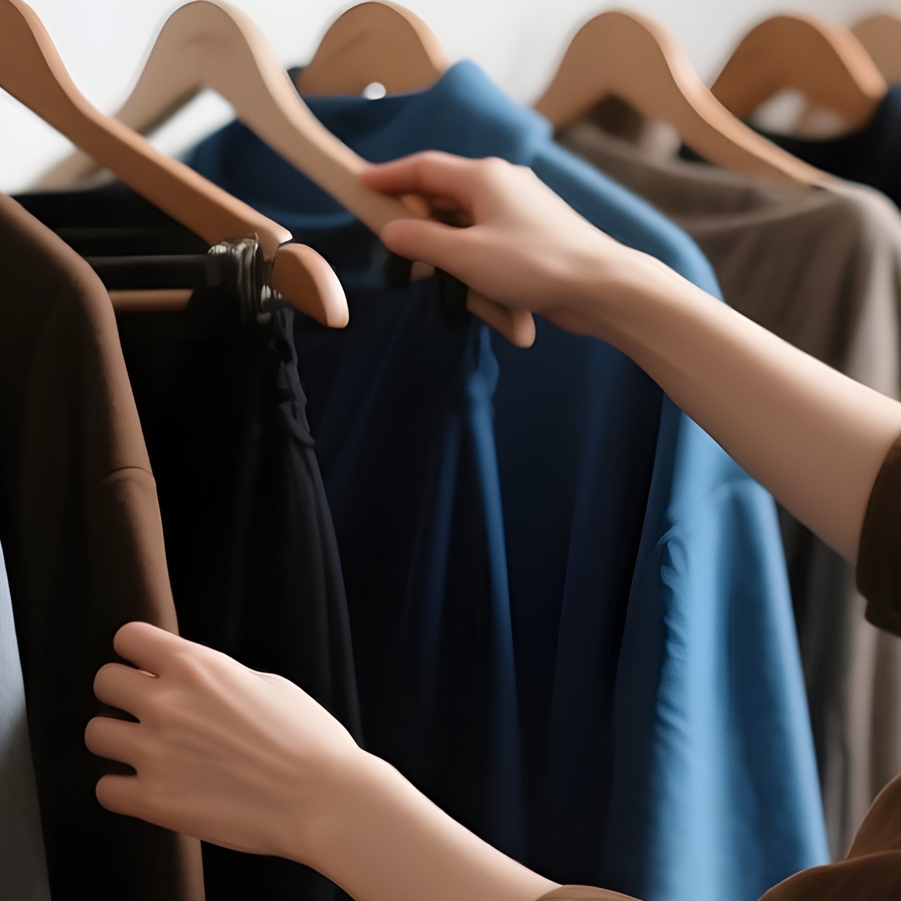 A Person Selecting Clothes From A Rack Fashion Shopping - Full Resolution Quality Preview