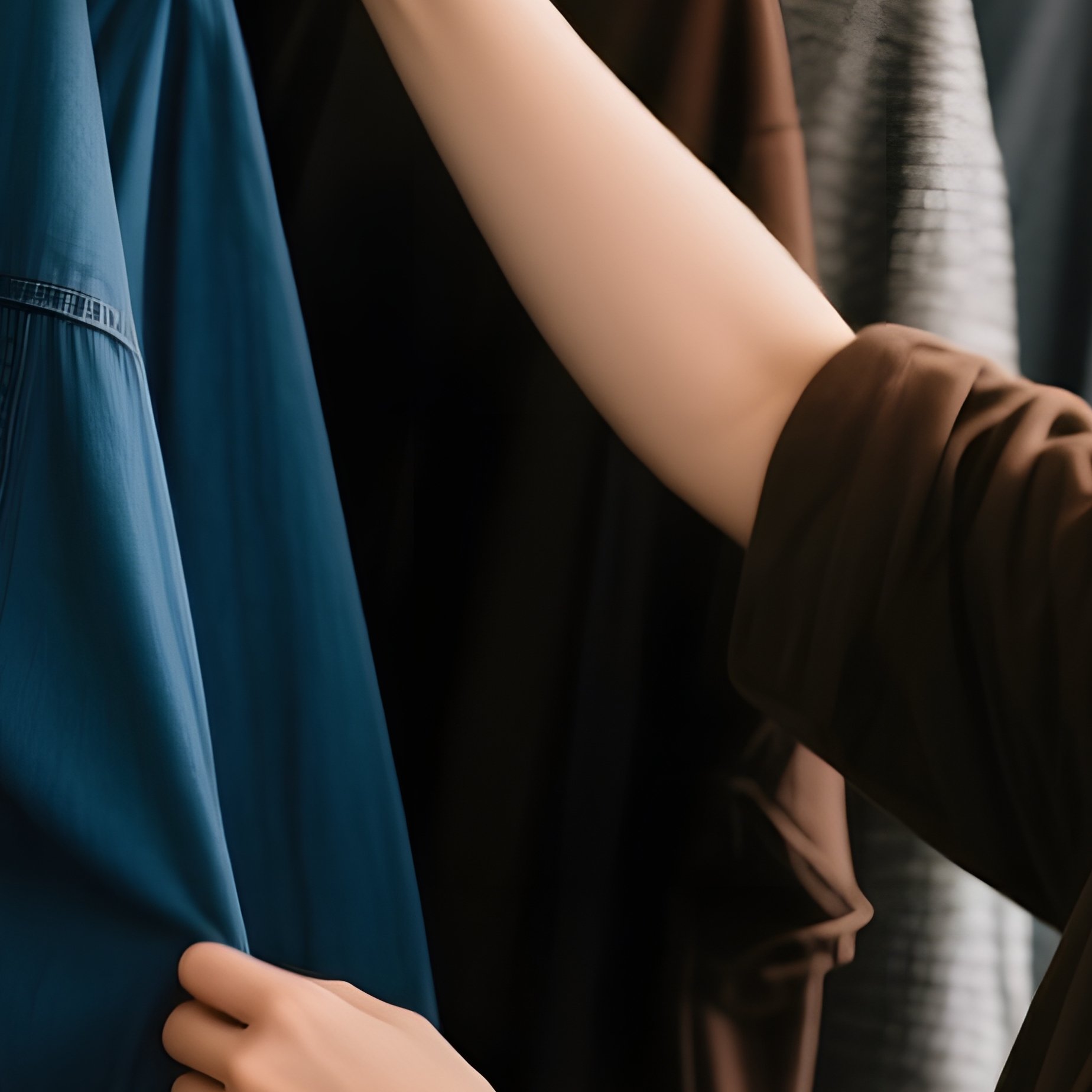 A Person Selecting Clothing From A Rack Fashion Shopping - Full Resolution Quality Preview