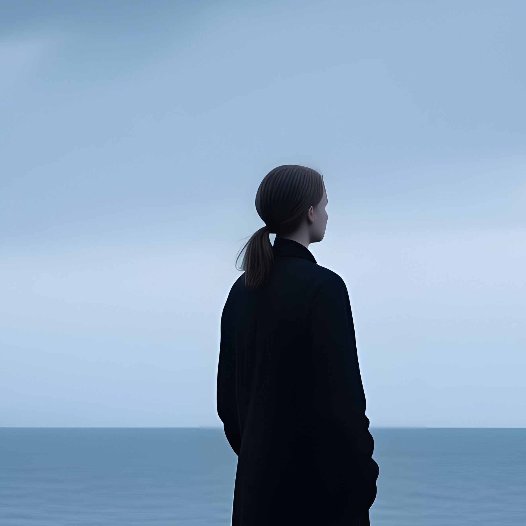 A Person Standing On A Beach Facing The Ocean Beach Ocean - Full Resolution Quality Preview