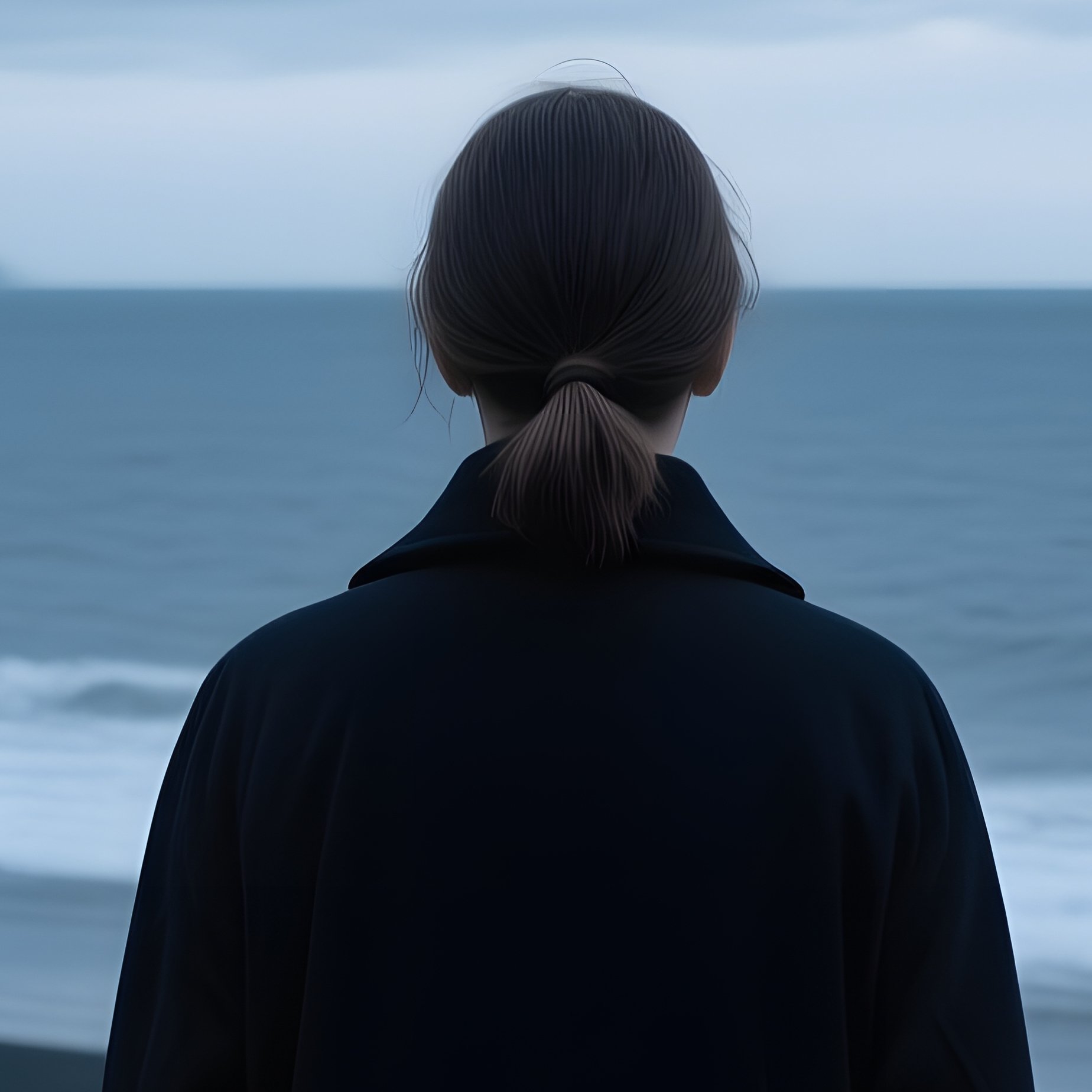 A Person Standing On A Beach Facing The Sea Beach Ocean - Full Resolution Quality Preview