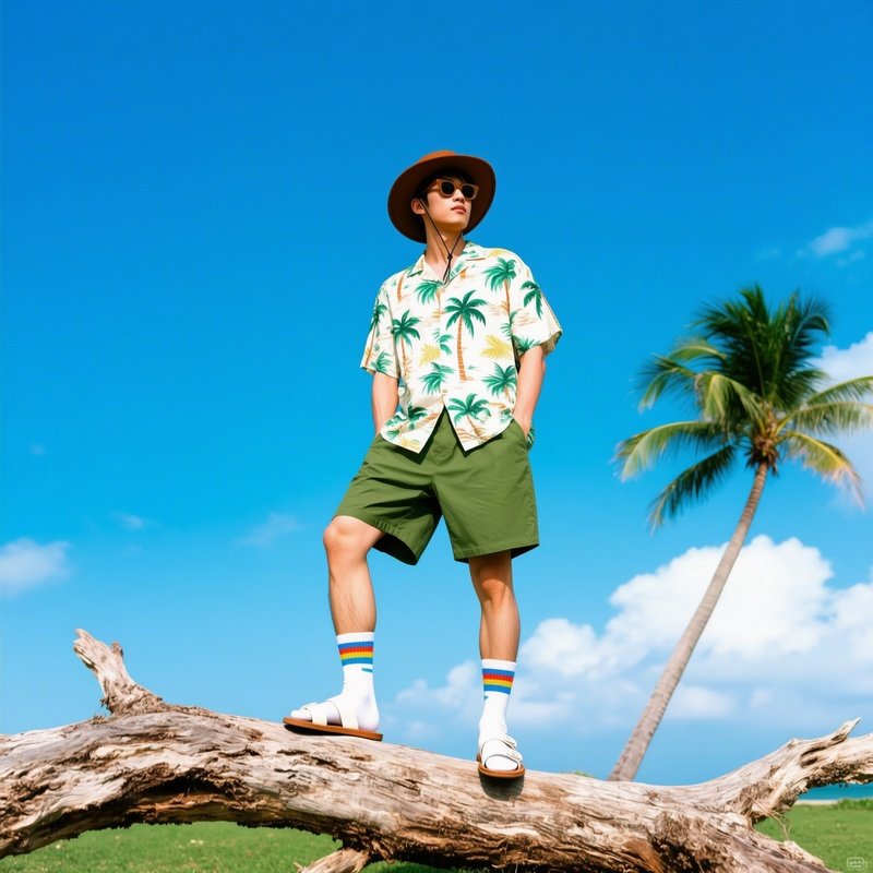 A Person Standing On A Tree Trunk Outdoor Adventure