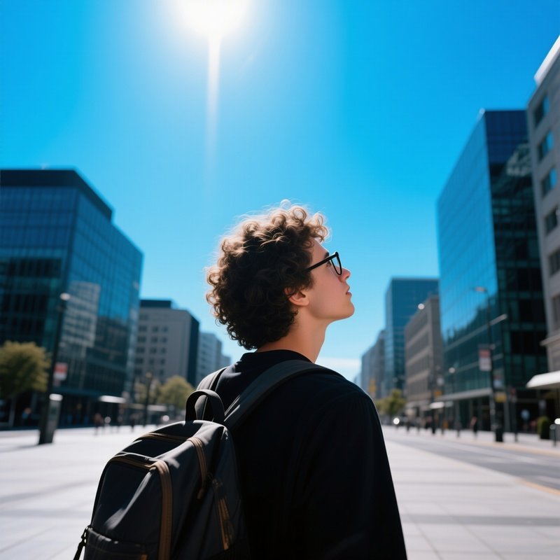 A Person Standing Outdoors Looking Up Towards The Sky Outdoor