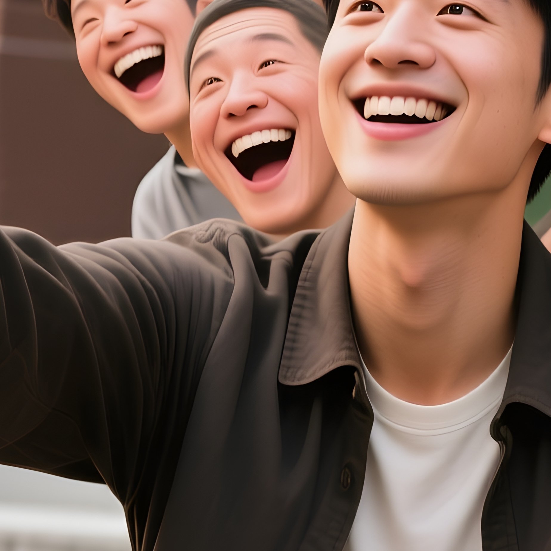 A Person Taking A Selfie With Superimposed Faces Selfie Digital - Full Resolution Quality Preview