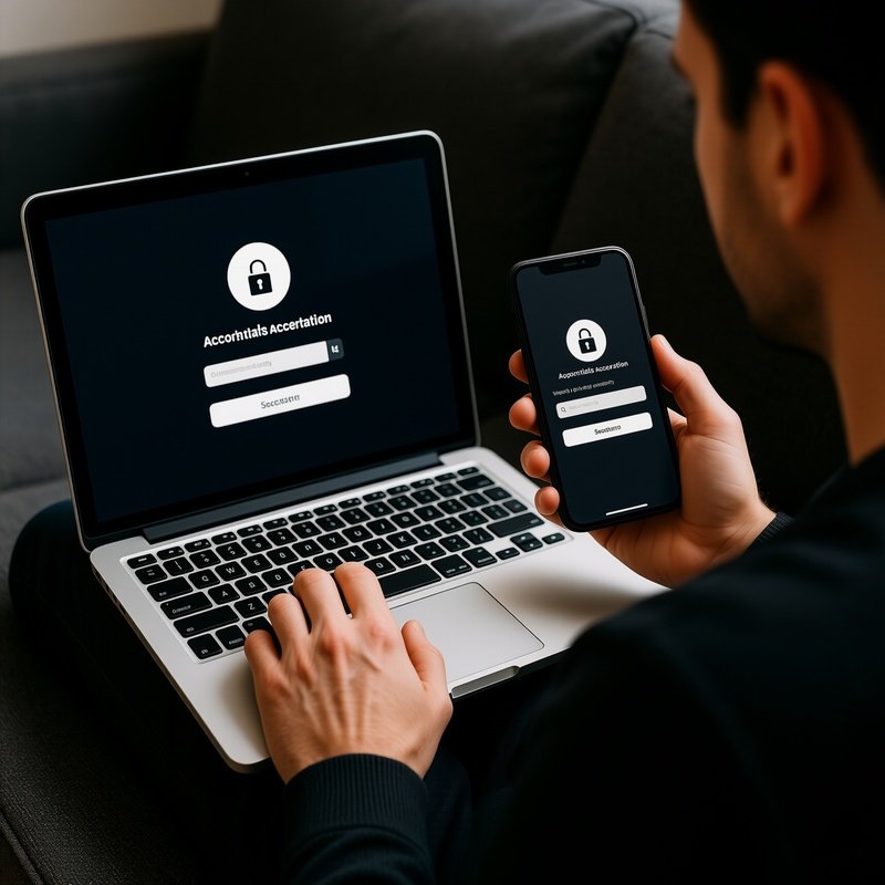 A Person Using A Laptop And Smartphone For Authentication