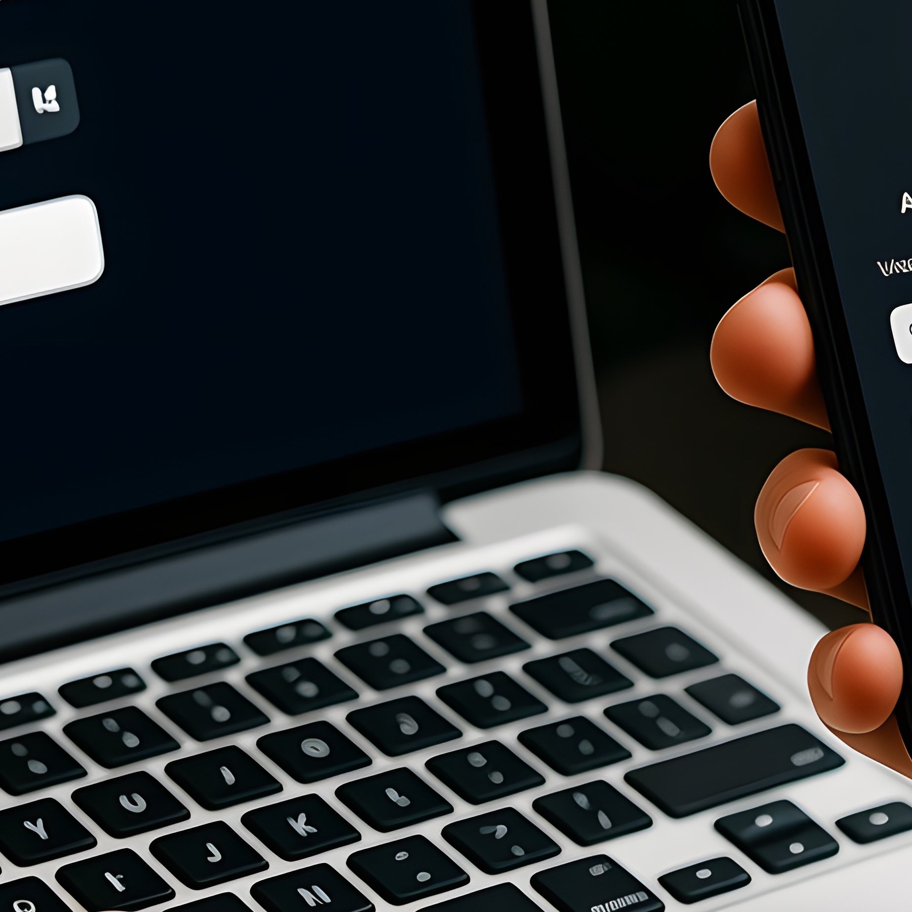 A Person Using A Laptop And Smartphone For Authentication - Full Resolution Quality Preview