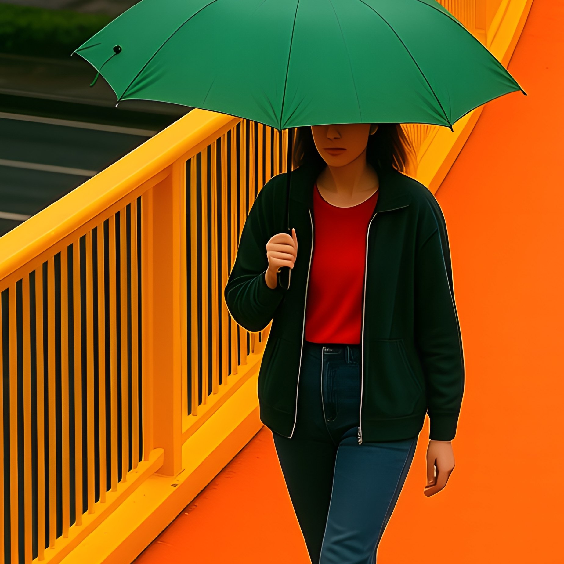 A Person Walking On A Colorful Pedestrian Bridge Pedestrian Bridge - Full Resolution Quality Preview