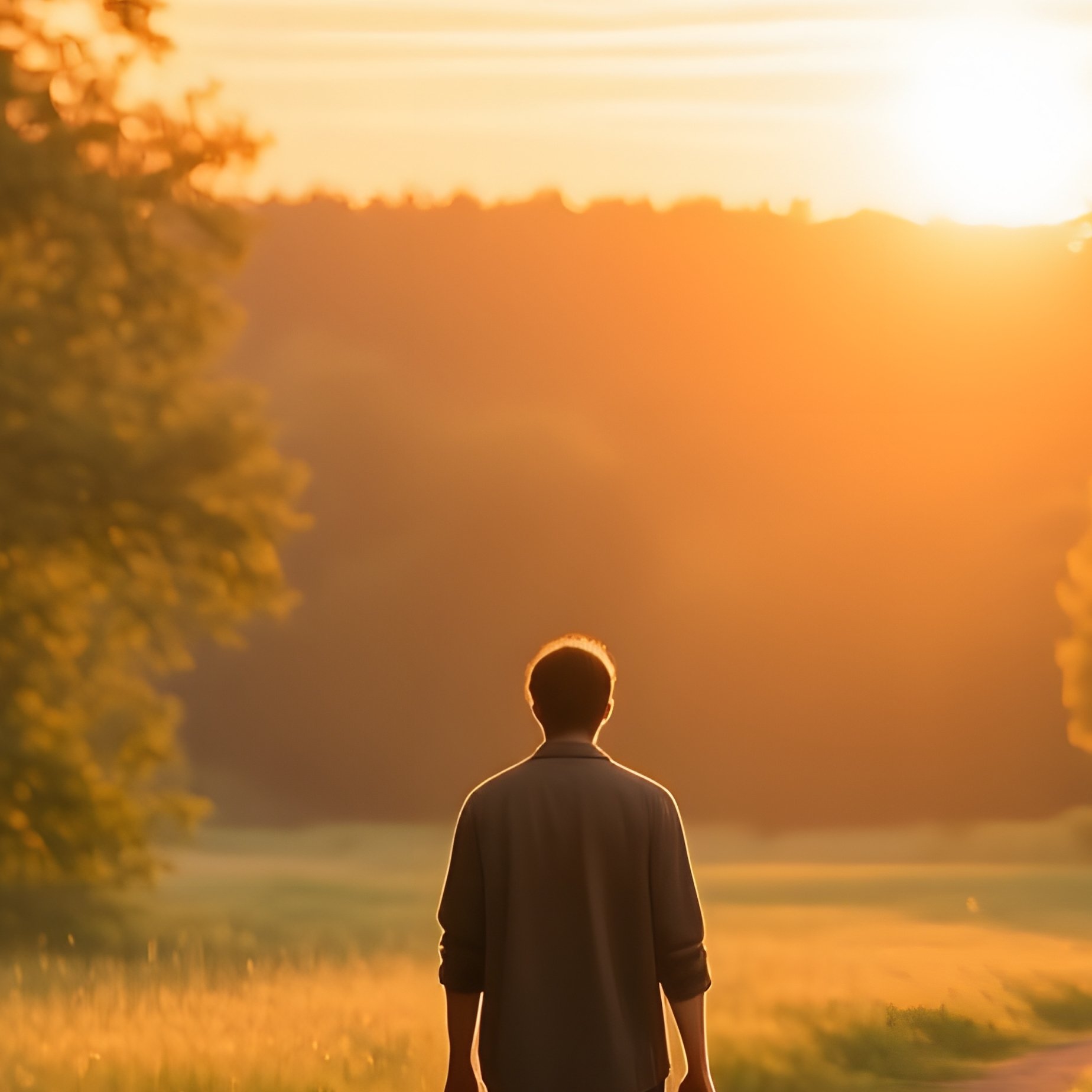 A Person Walking On A Path At Sunset Sunset Nature - Full Resolution Quality Preview