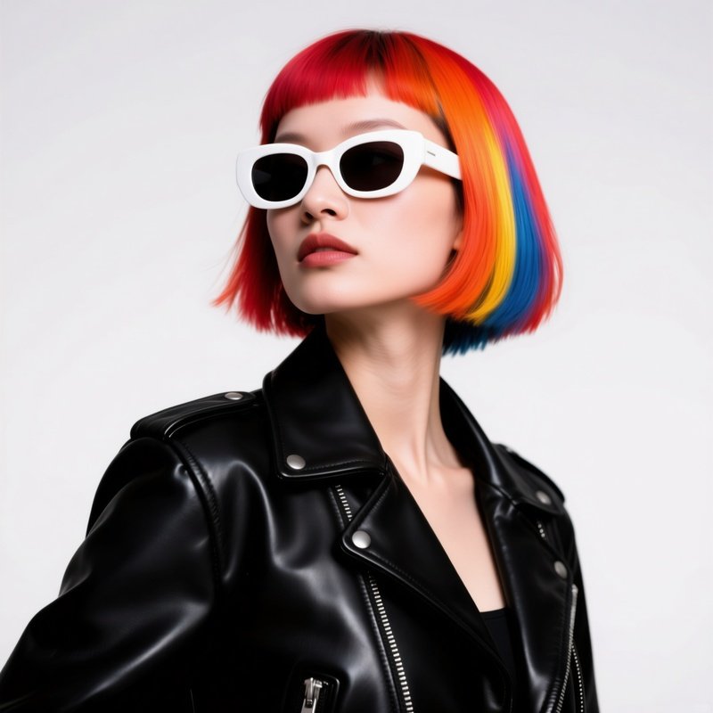 A Person Wearing A Black Leather Jacket And Sunglasses Fashion