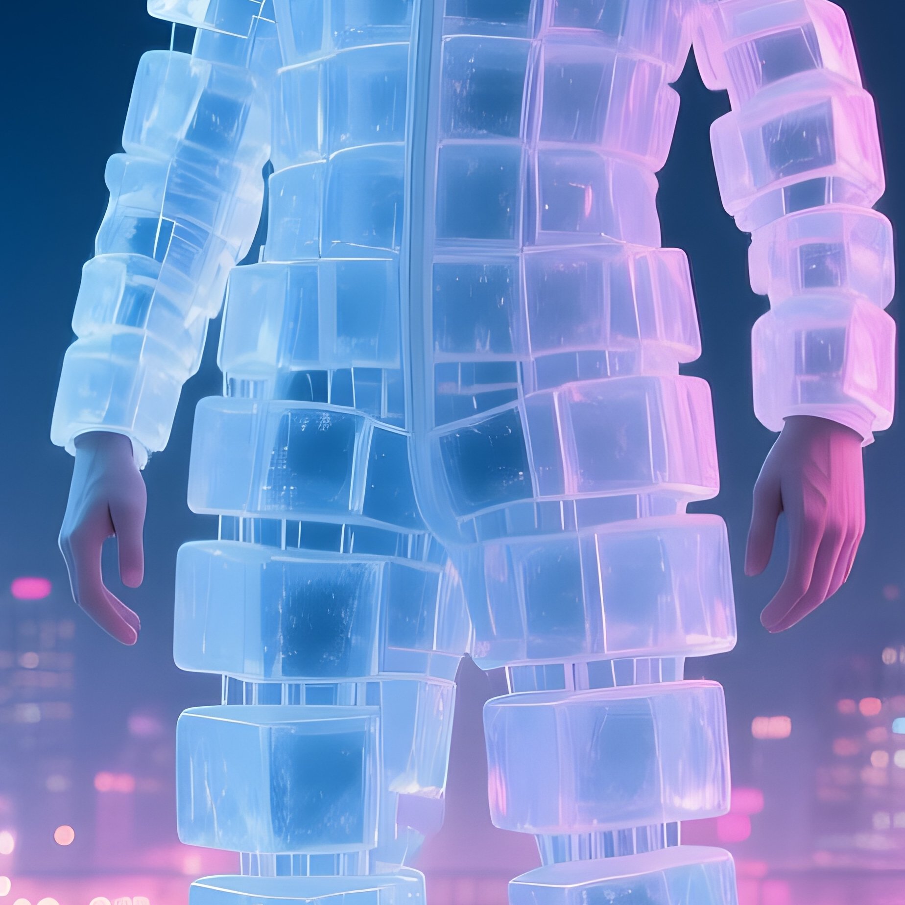 A Person Wearing A Suit Made Of Floating Ice Cubes - Full Resolution Quality Preview