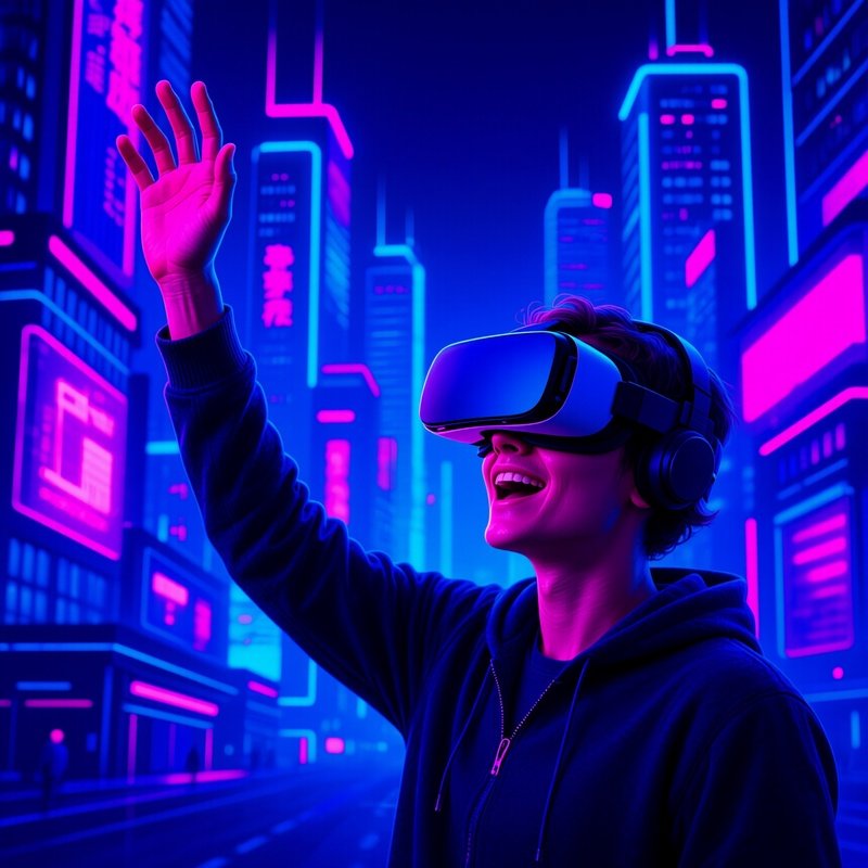 A Person Wearing A Vr Headset Vr Cyberpunk