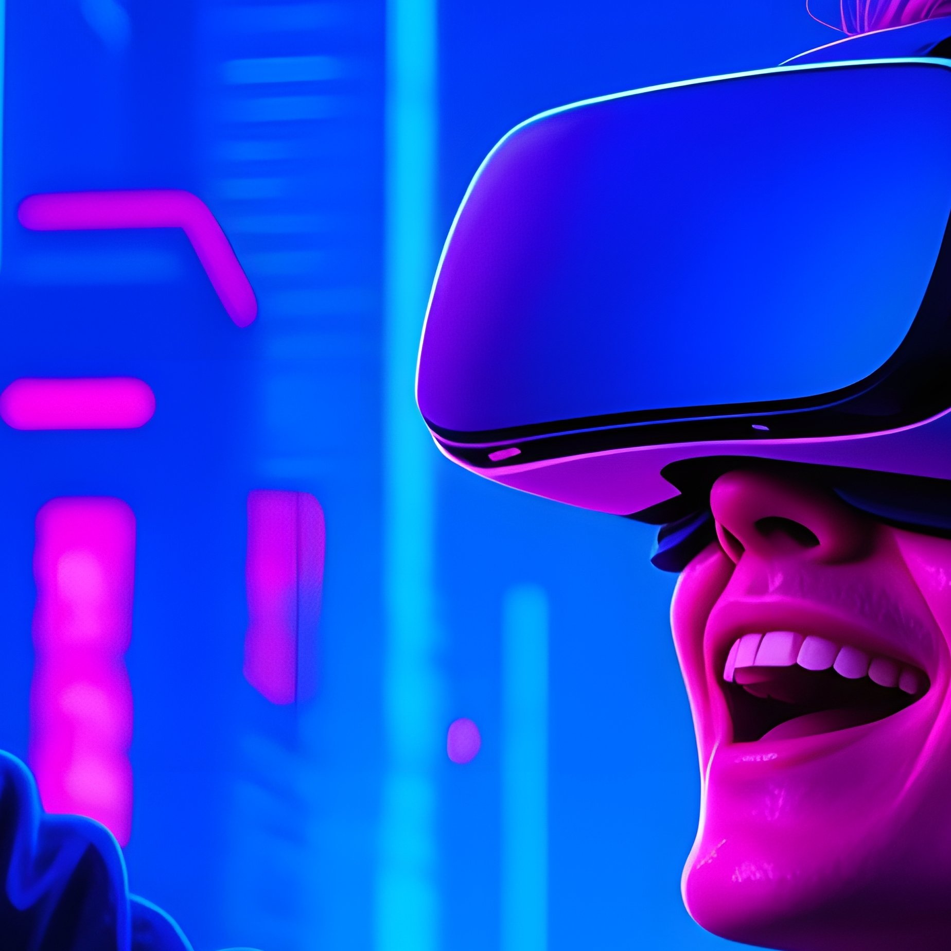 A Person Wearing A Vr Headset Vr Cyberpunk - Full Resolution Quality Preview