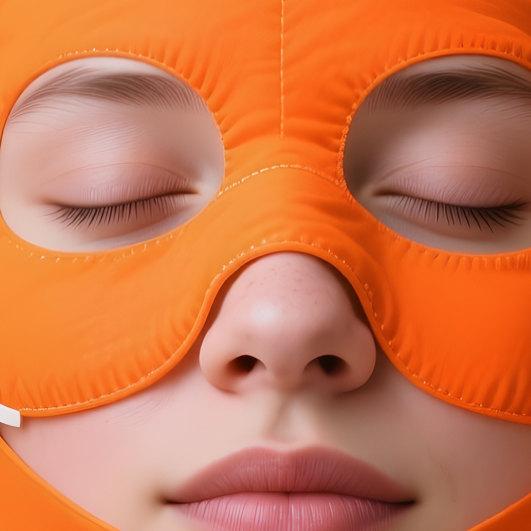 A Person Wearing An Orange Facial Mask Autumn Facial Mask - Full Resolution Quality Preview