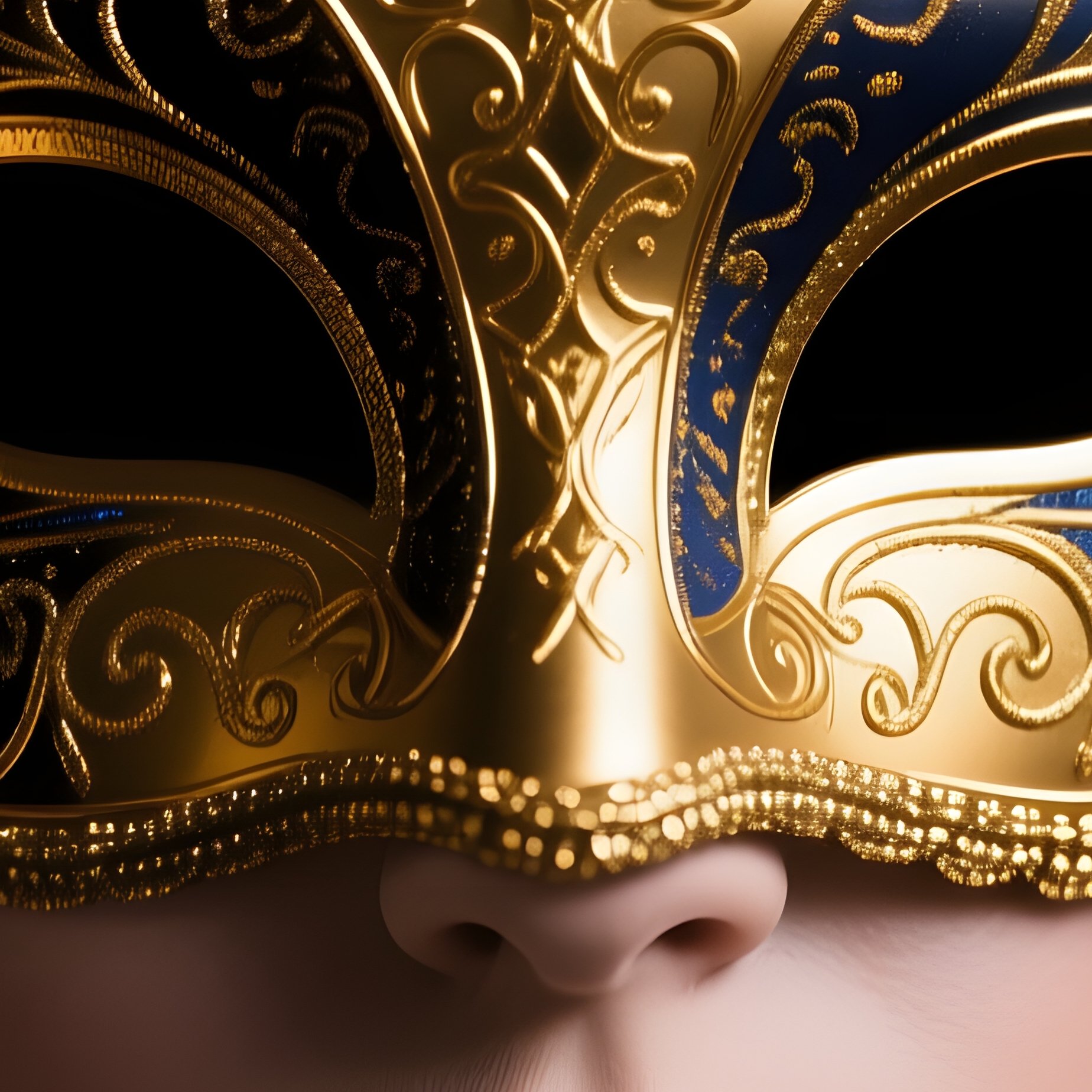 A Person Wearing An Ornate Venetian Mask Venetian Mask Digital Art - Full Resolution Quality Preview