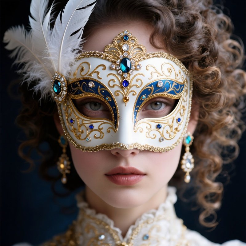 A Person Wearing An Ornate Venetian Mask Venetian Mask Digital Art