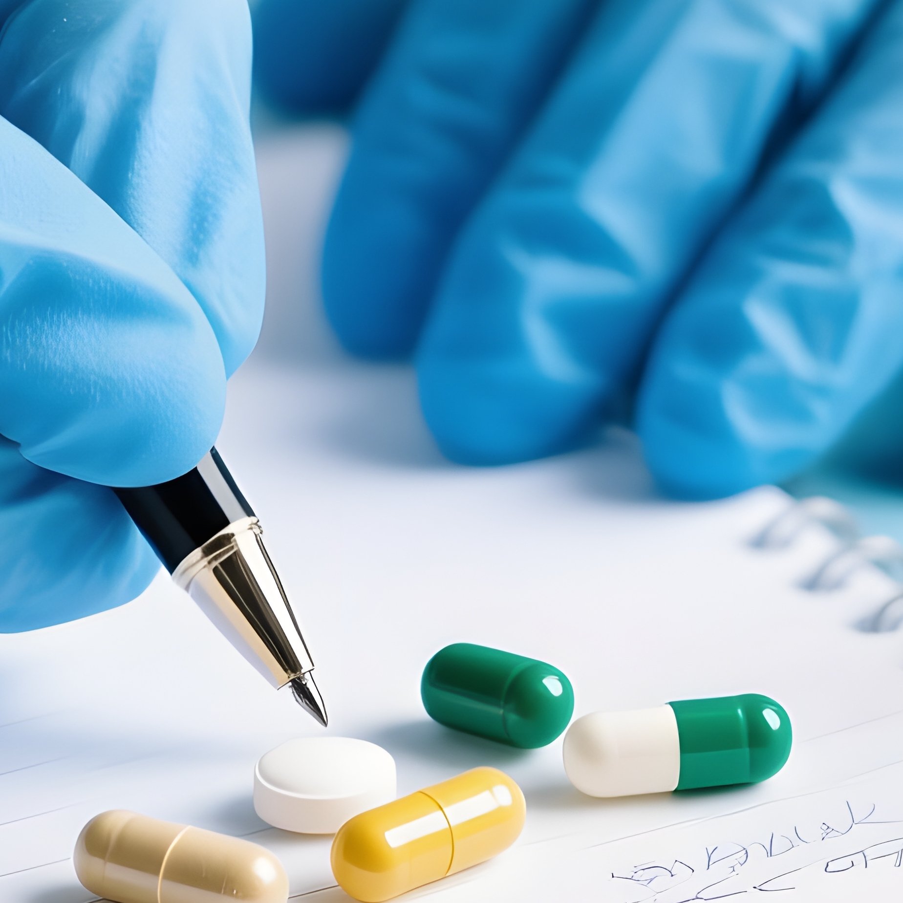 A Person Wearing Blue Gloves Examining And Writing About Natural - Full Resolution Quality Preview