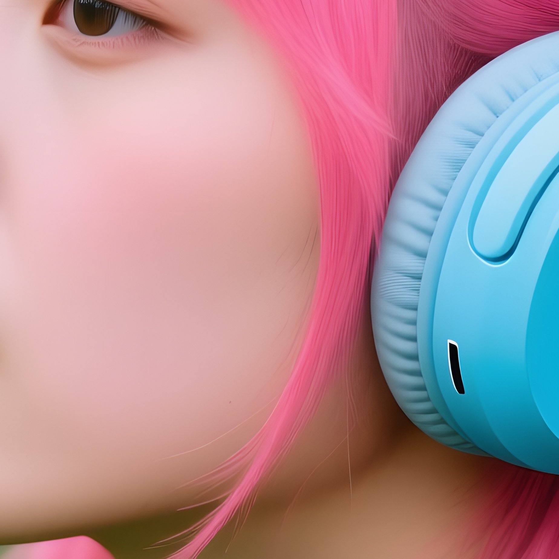 A Person With Pink Hair Wearing Headphones Pink Hair Headphones - Full Resolution Quality Preview