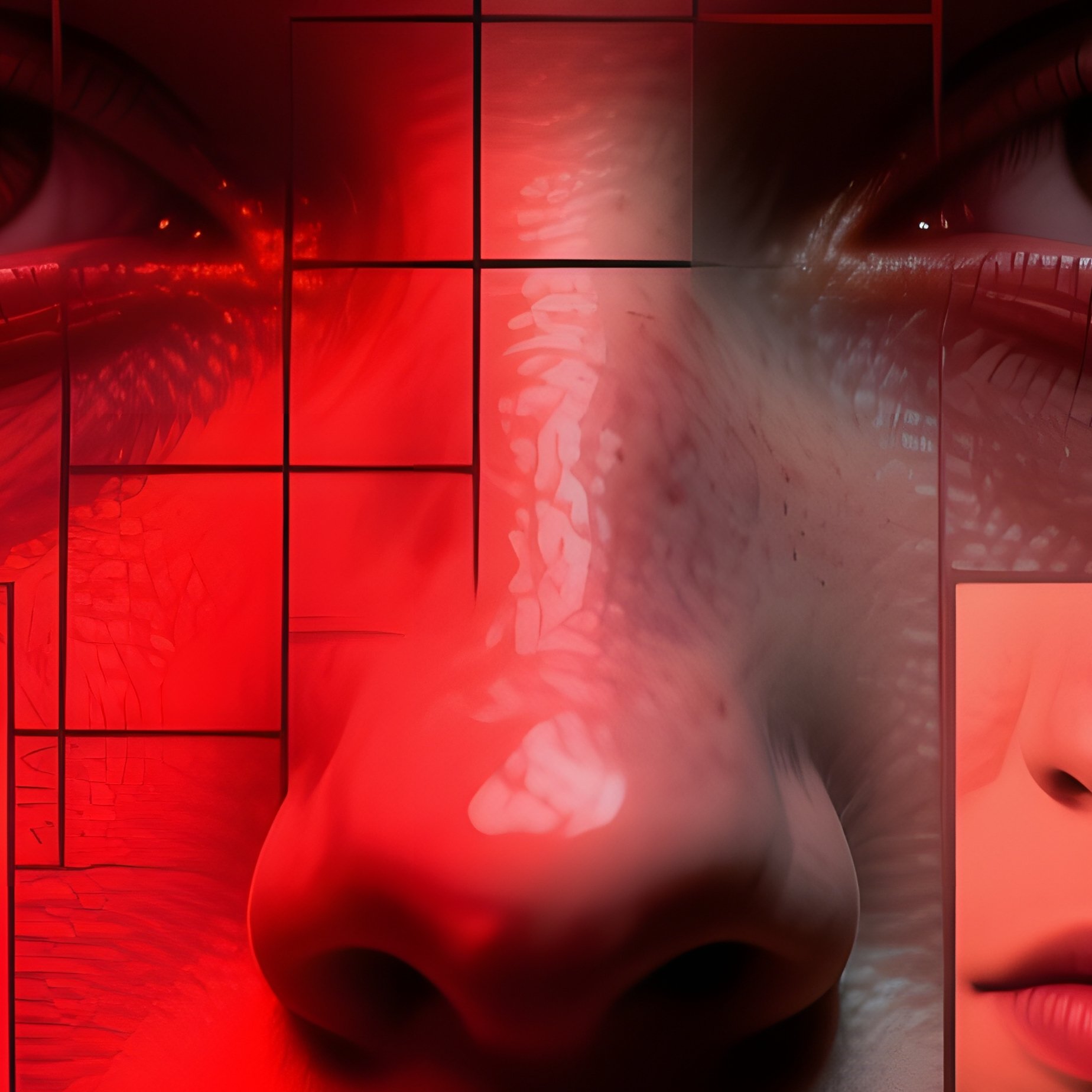 A Persons Face Partially Obscured By A Grid Of Images Digital Art - Full Resolution Quality Preview