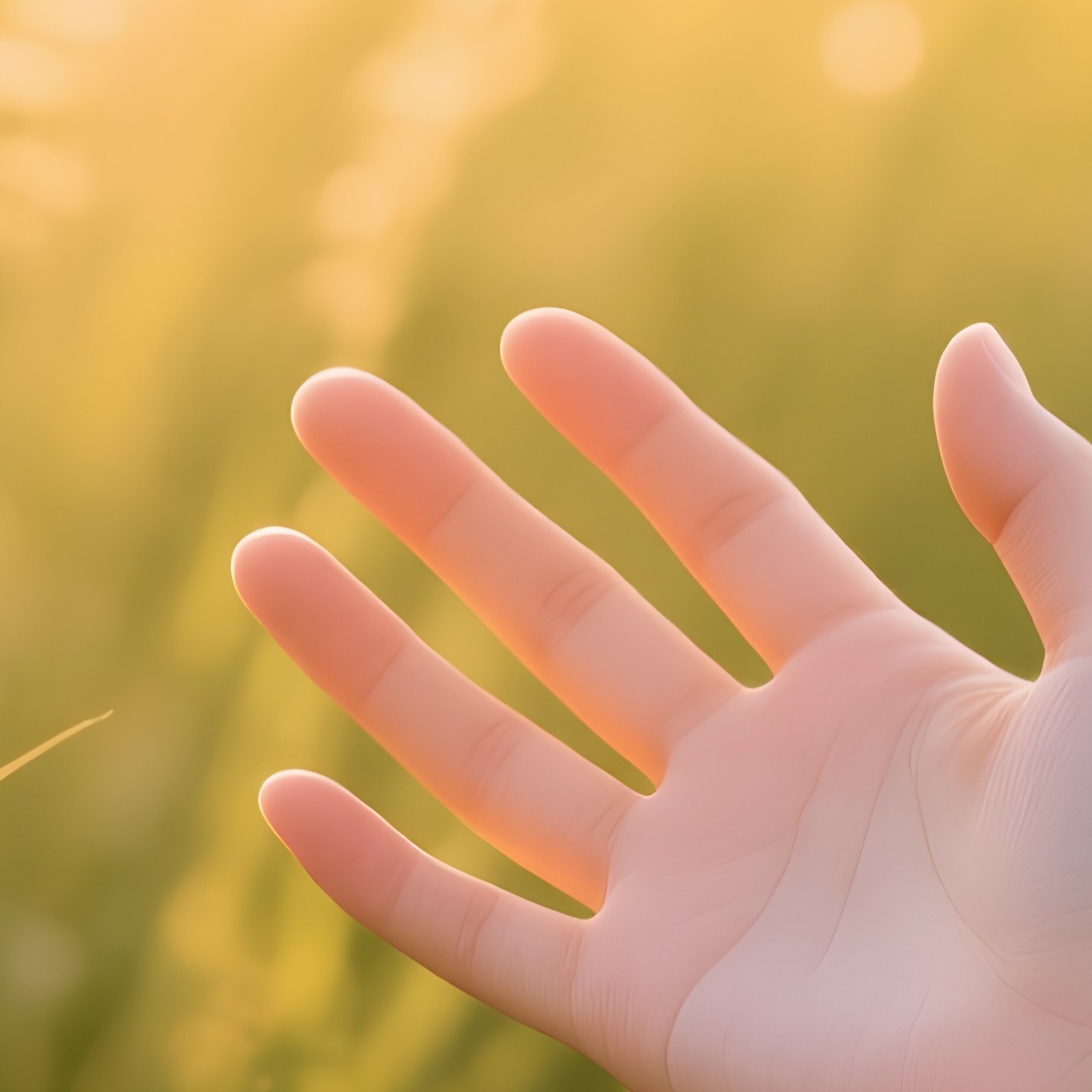 A Persons Hand Reaching Out Towards A Field Of Grass Sunset Nature - Full Resolution Quality Preview