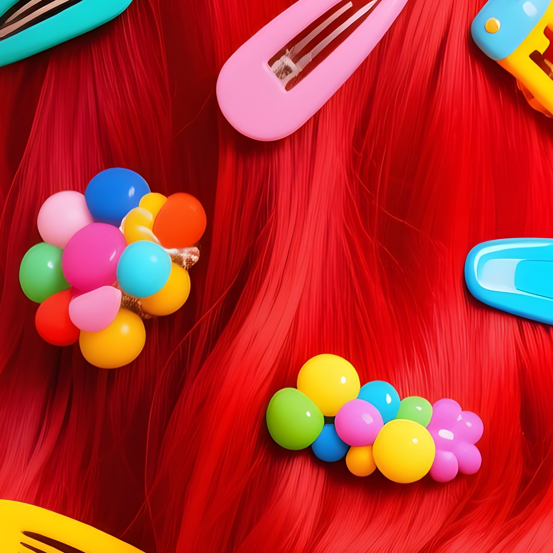 A Persons Head Covered In Various Hair Accessories Hair - Full Resolution Quality Preview