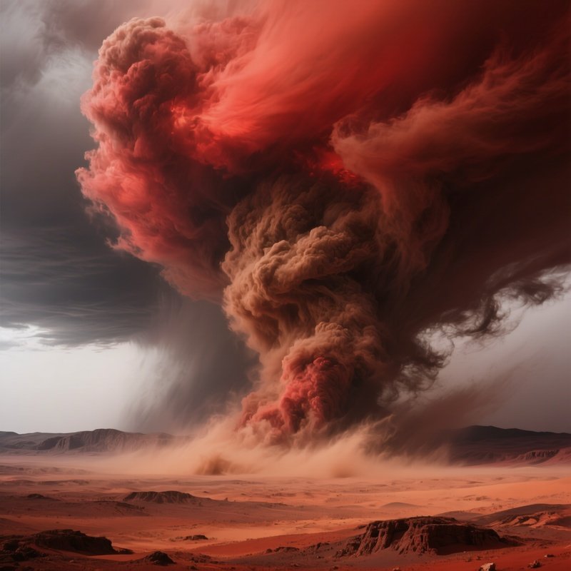 A Photographic Science Fiction Artwork Of A Dust Storm On Mars With Base In The Background