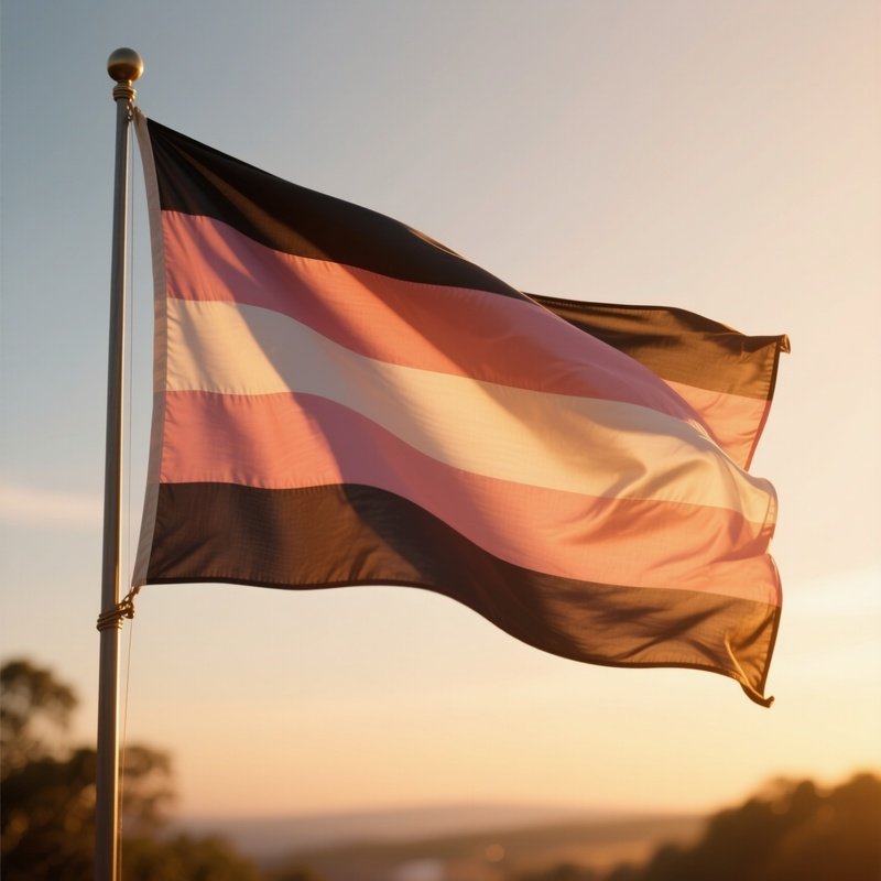 A Photorealistic Abrosexual Flag Fluttering Lightly In Warm Golden Hour Breeze.