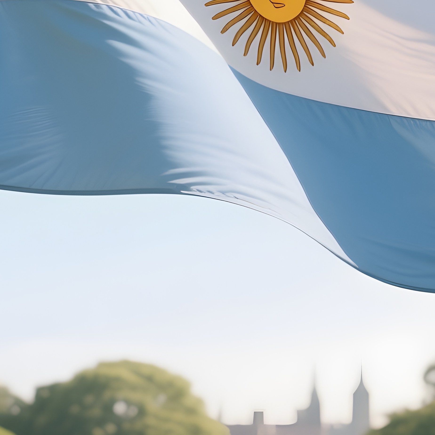A Photorealistic Argentine Flag Waving Over A Wide Grassy Park In Crisp Afternoon Light. - Full Resolution Quality Preview