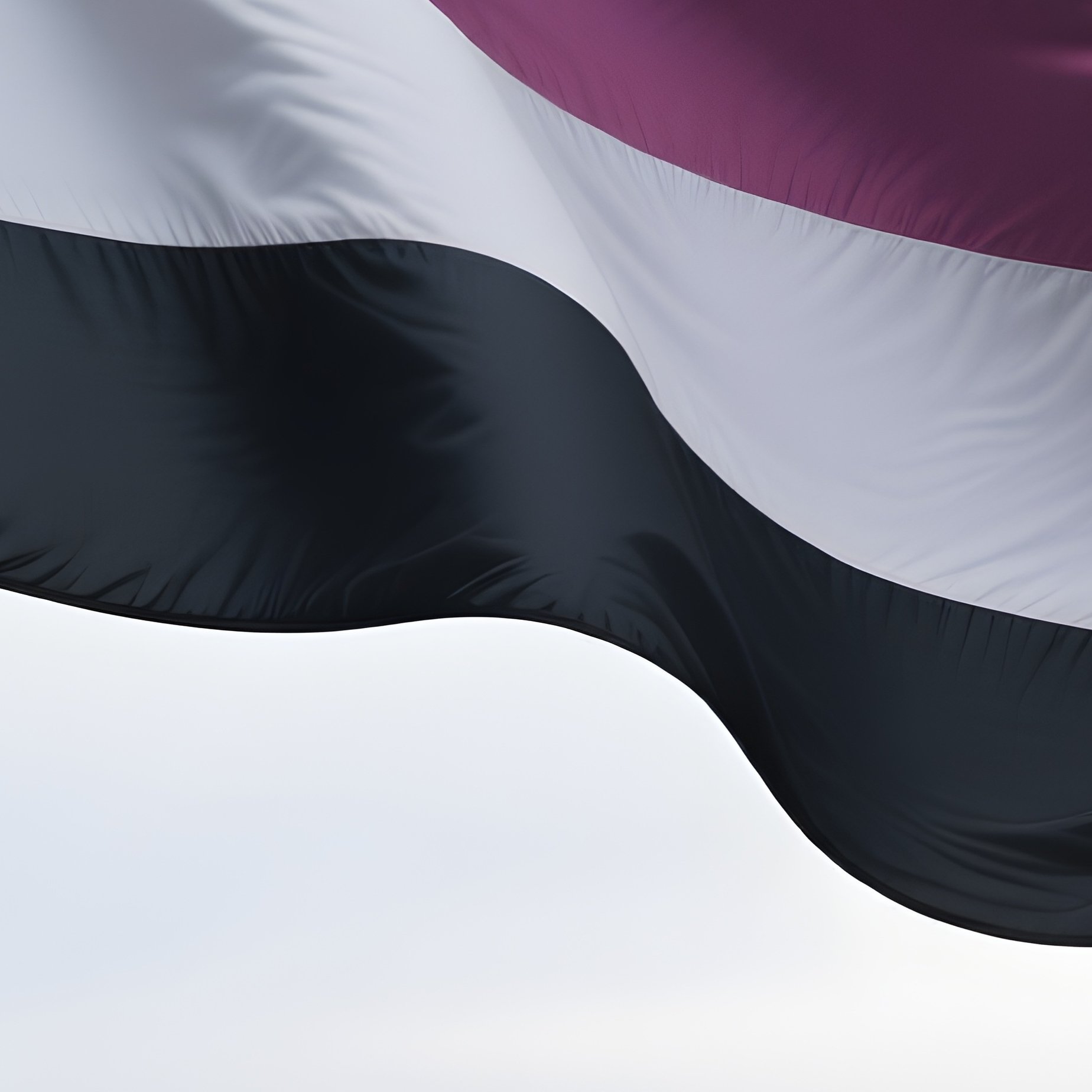 A Photorealistic Asexual Flag Fluttering Against A Cool Grey Sky Over A Quiet City Street. - Full Resolution Quality Preview