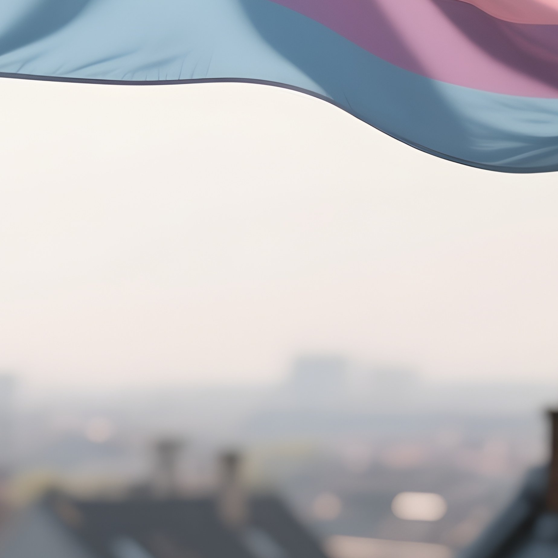 A Photorealistic Bigender Flag Fluttering In Gentle Wind Over A Rooftop Terrace. - Full Resolution Quality Preview