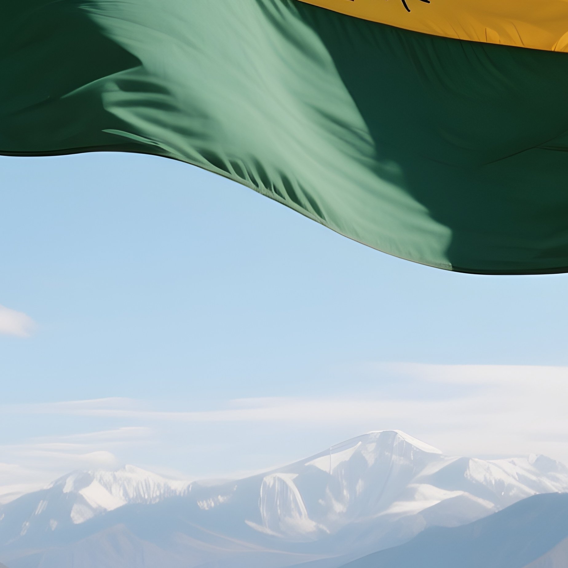 A Photorealistic Bolivian Flag Waving Above A High Altitude Plateau Village. - Full Resolution Quality Preview