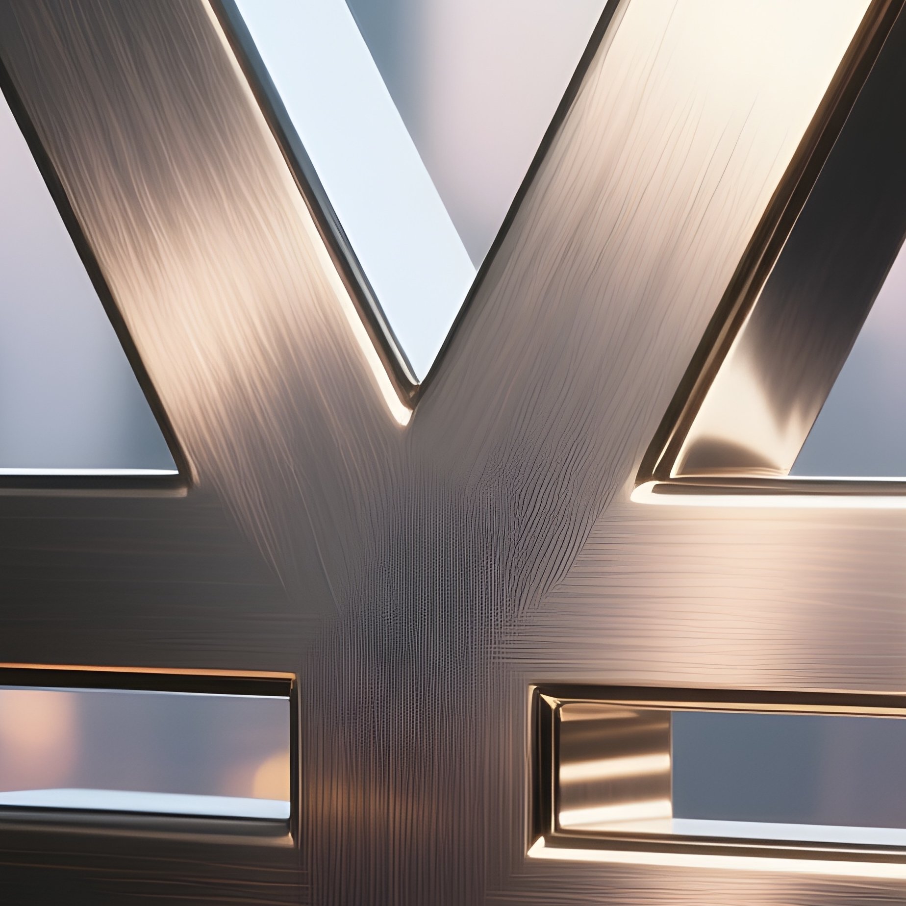 A Photorealistic Brushed Metal Yen Symbol Placed On A Glass Shelf With A City Skyline Glowing Behind It. - Full Resolution Quality Preview