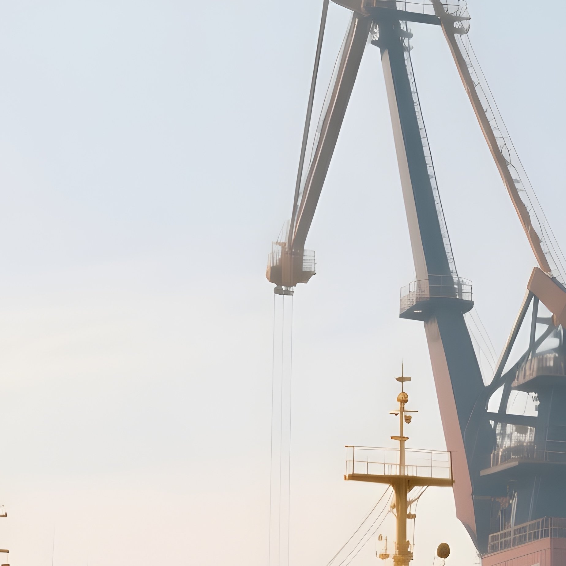 A Photorealistic Cargo Ship Flag Waving Near Towering Cranes As The Vessel Is Unloaded. - Full Resolution Quality Preview