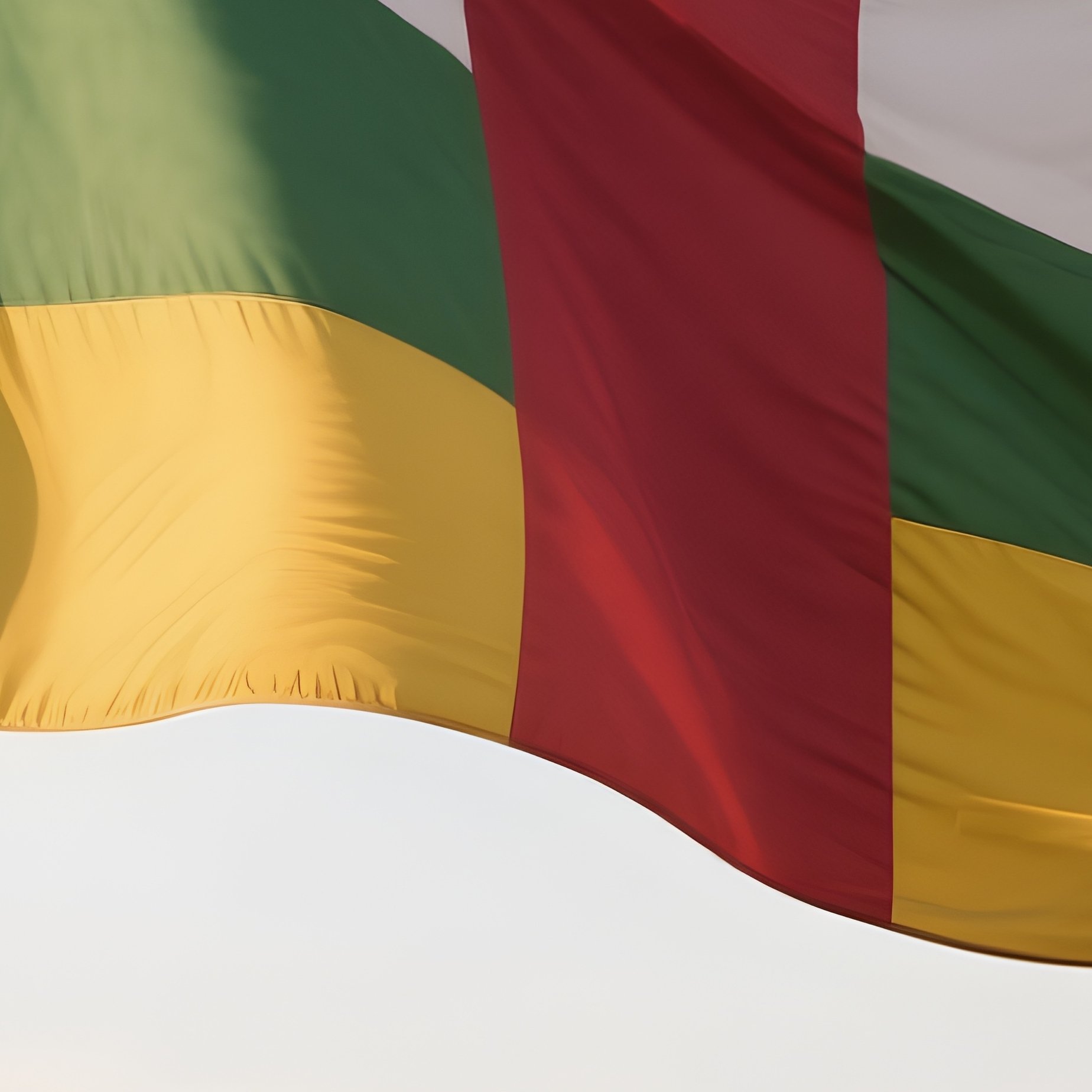A Photorealistic Central African Flag Fluttering Over A Wide Open Savannah Plain. - Full Resolution Quality Preview